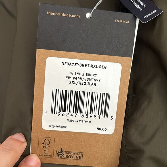 THE NORTH FACE Women's X Shorts Navy Blue Green XXL New with Tags - Picture 9 of 9